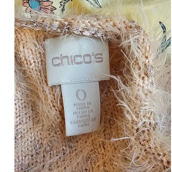 Chico's Size 0 Eyelash Shine Pullover Sweater Women S Pale Pink Grunge Cozy Soft - Picture 6 of 9